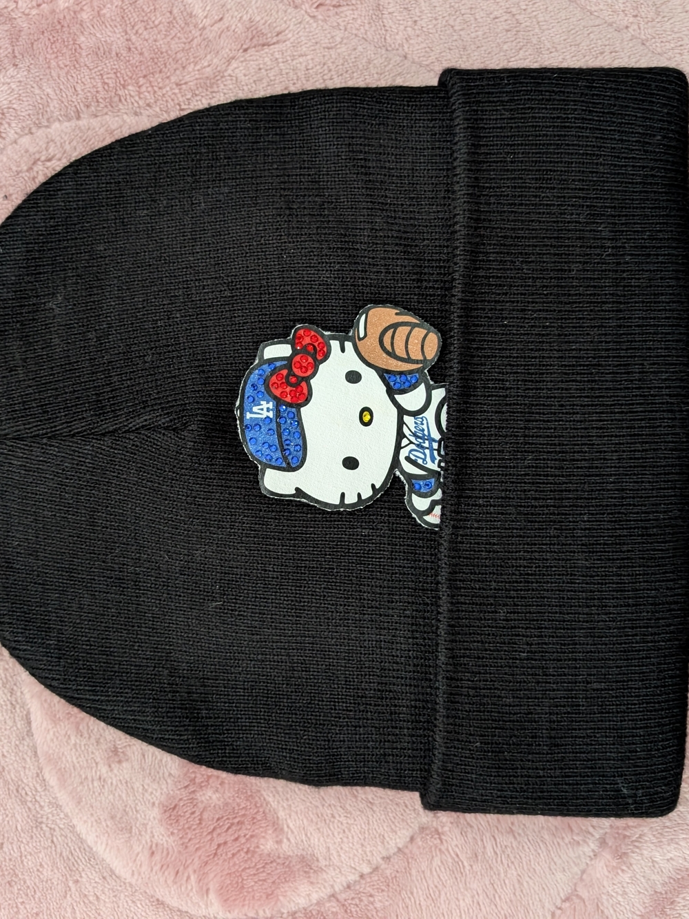 Sanrio Hello Kitty Los Angeles Dodgers Beanie Black New